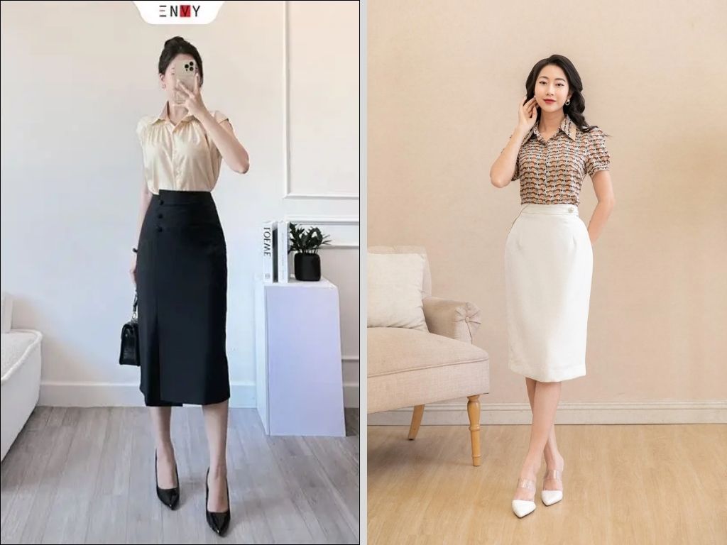 Bạn nên ưu tiên các mẫu chân váy bút chì công sở có phần cạp cao