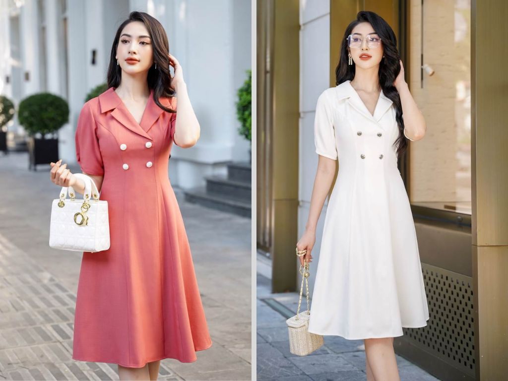 Đầm cổ sơ mi mang lại vẻ ngoài chỉn chu