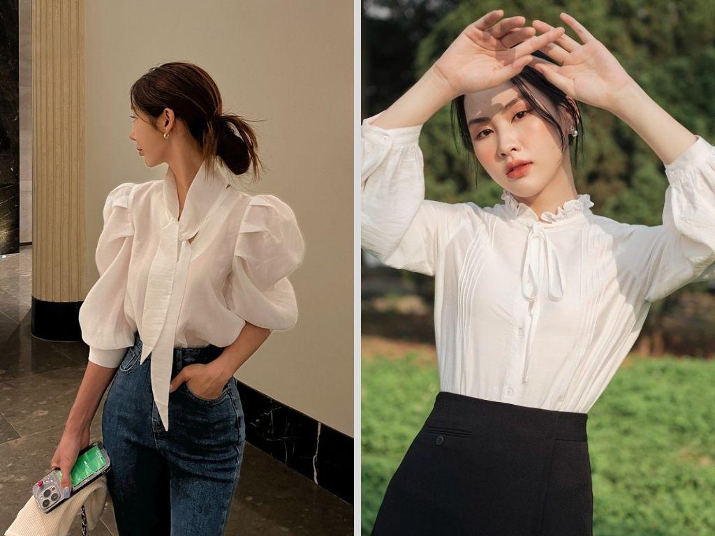 Áo blouse công sở thường không có hàng khuy cài dọc thân