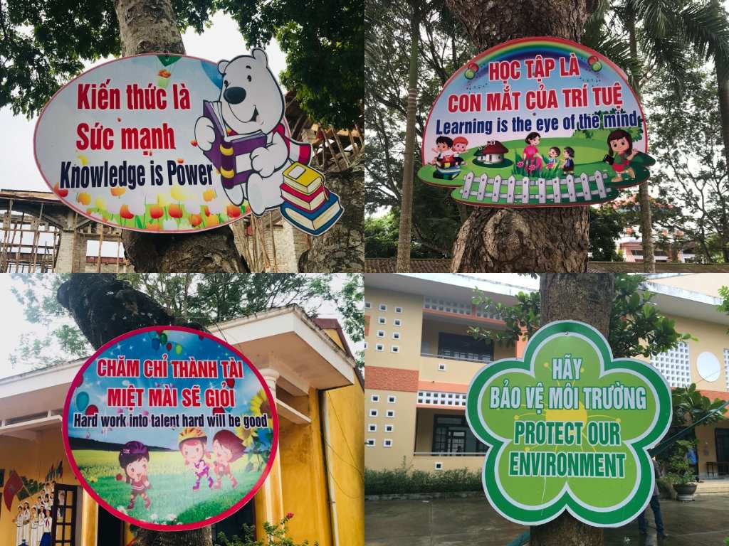 Những hình ảnh khẩu hiệu trang trí sân trường tiểu học