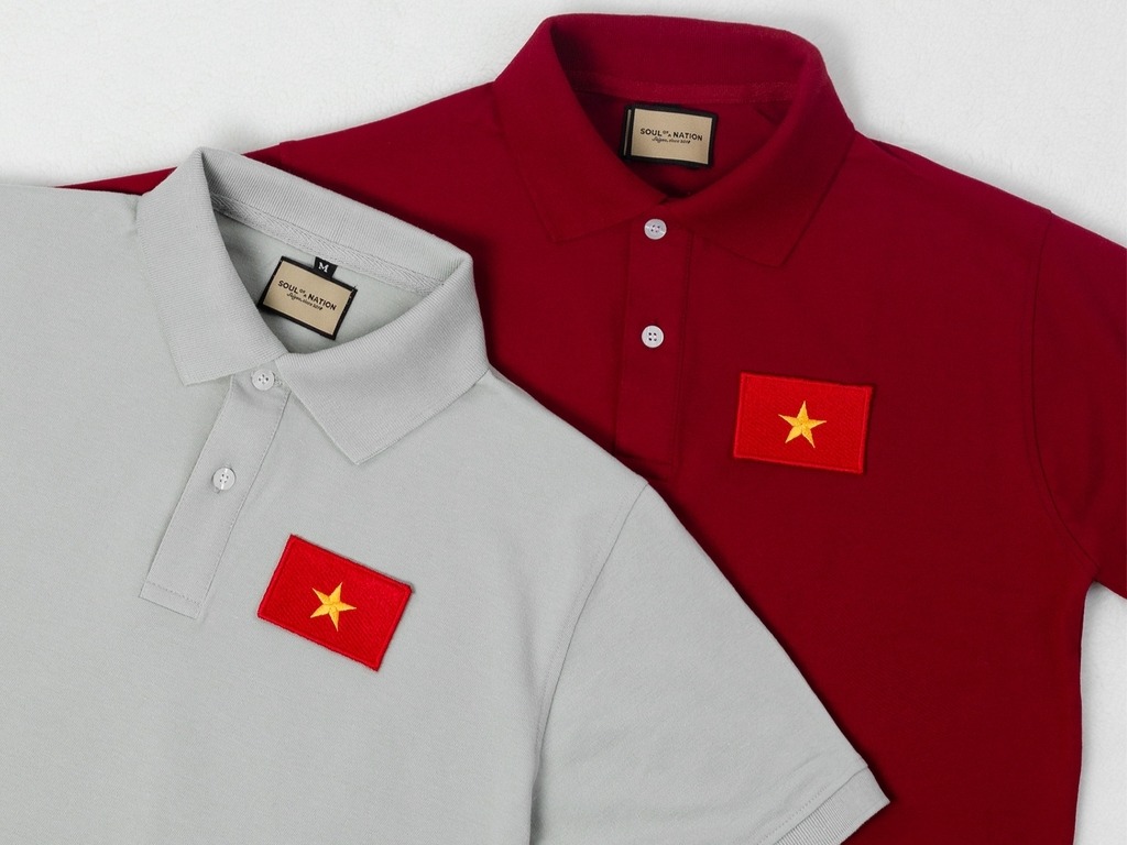 Áo polo thêu hình lá cờ Việt Nam mang lại vẻ ngoài lịch sử và chỉn chu