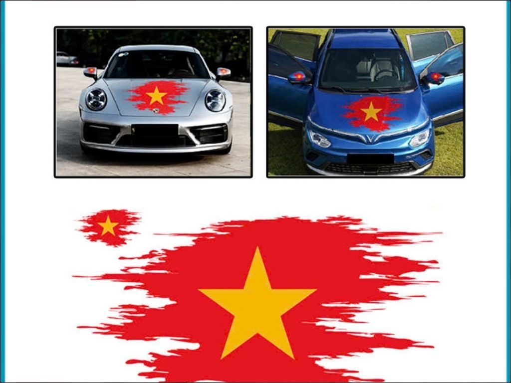 Mực in trên decal cờ Việt Nam dán xe phải sắc nét