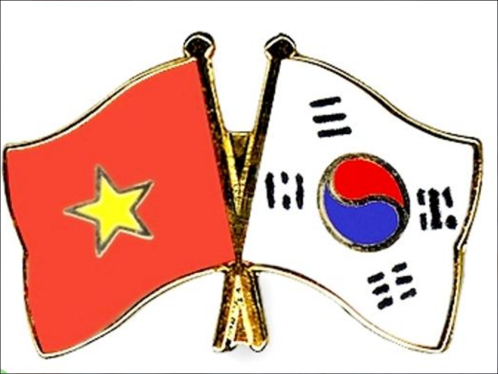 Hình ảnh cờ Hàn Quốc và Việt Nam là biểu tượng của sự đoàn kết