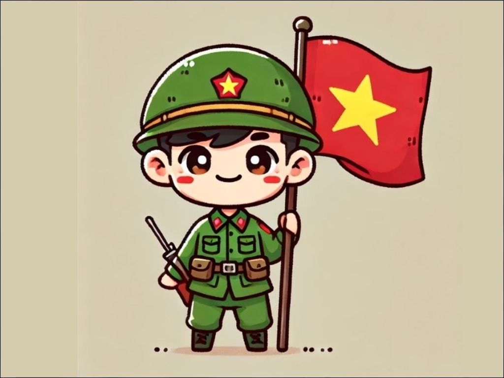 Hình ảnh cờ Việt Nam chibi được thêu nổi trên mũ lưỡi trai