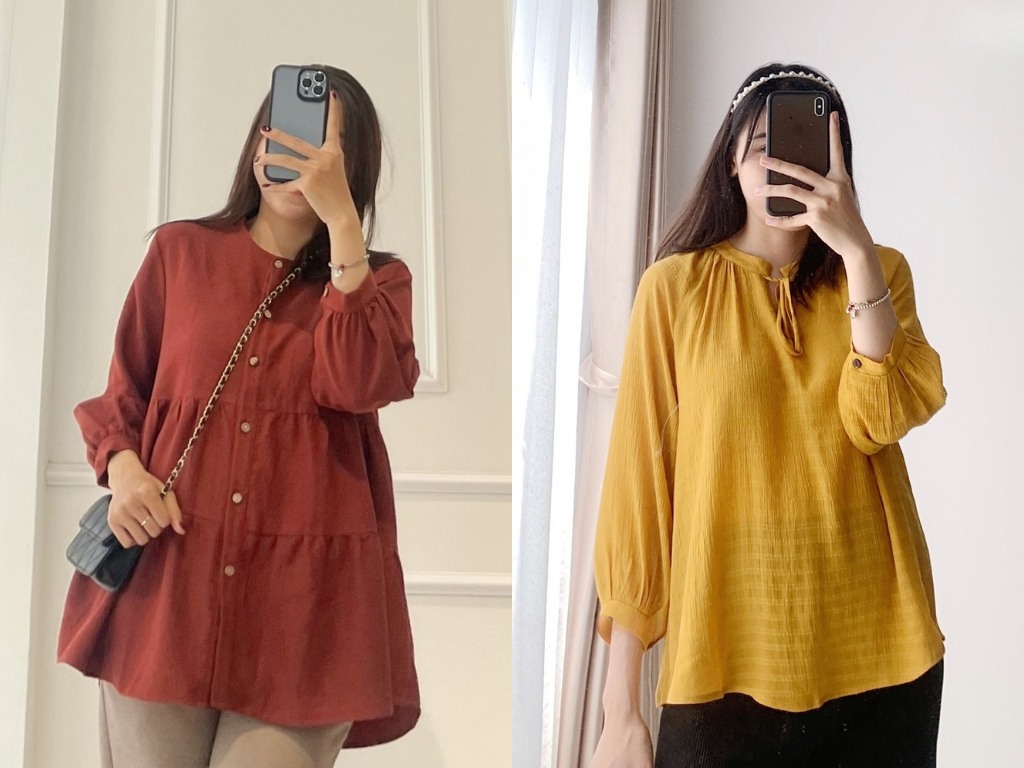 Áo babydoll là kiểu áo công sở mang lại sự thoải mái cho các mẹ bầu