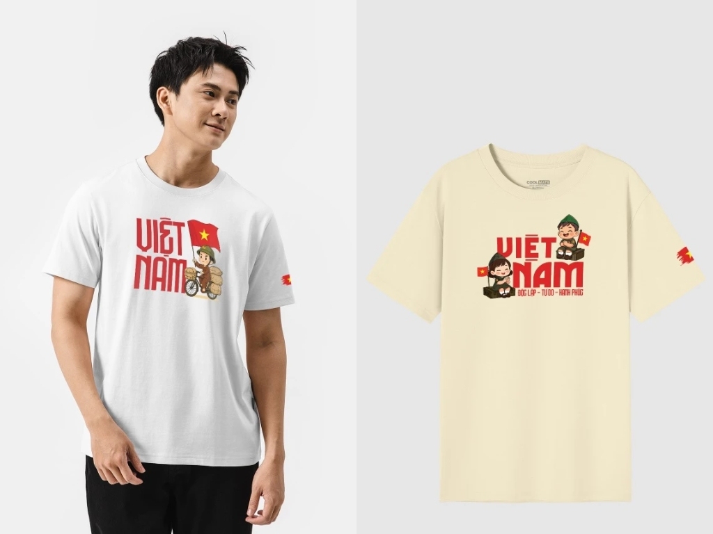 Thiết kế áo cờ Việt Nam cách điệu nên hài hòa, cân đối, tránh rườm rà gây rối mắt