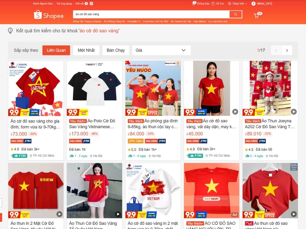 Mua áo cờ đỏ sao vàng ở đâu? Câu trả lời là bạn có thể đặt online ở Shopee