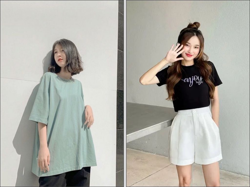 Áo thun cổ tròn (T-shirt) là lựa chọn phổ biến