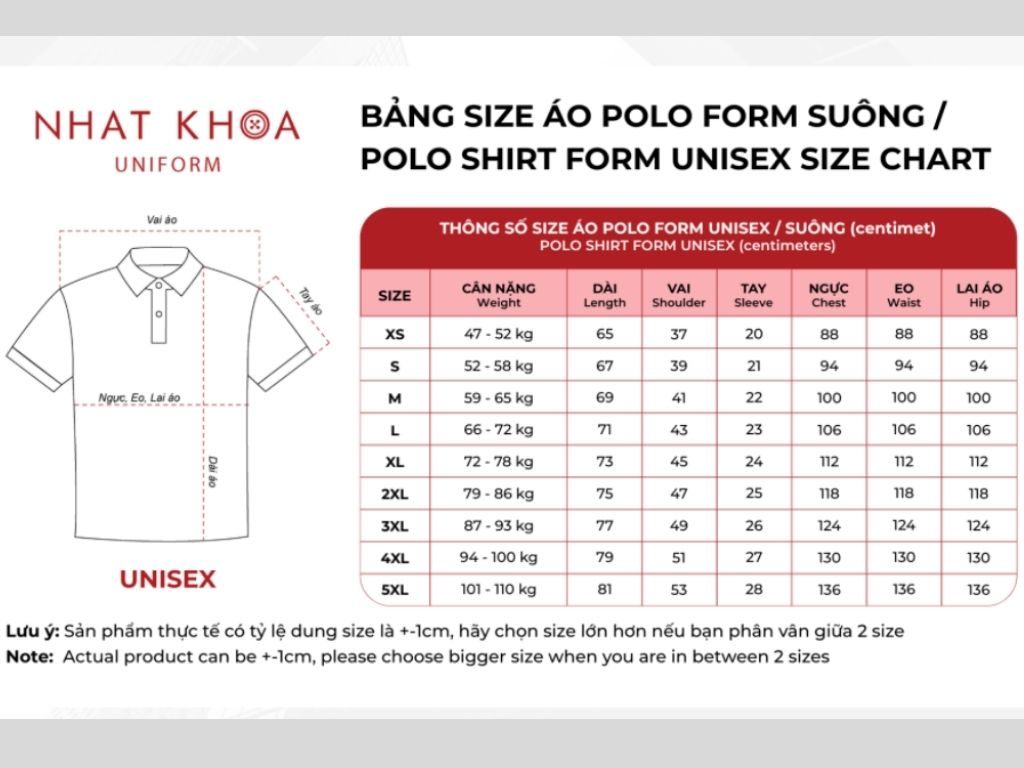 May theo size là sản xuất đồng phục hàng loạt dựa trên một bảng kích