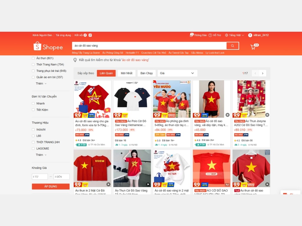 Bạn có thể đặt mua áo cờ đỏ sao vàng online qua các sàn thương mại điện tử