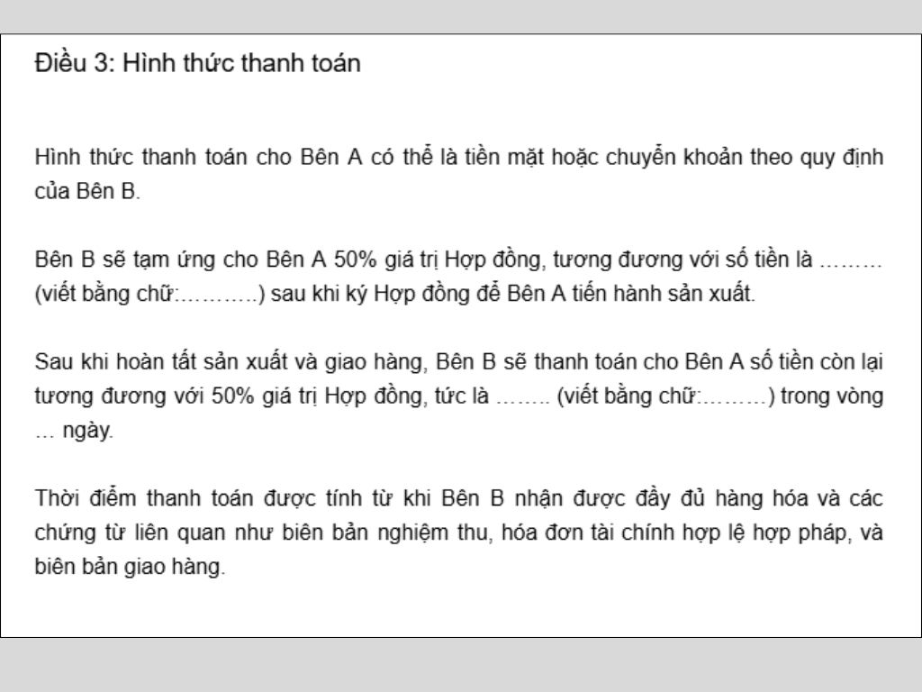 Các thông tin cần được mô tả càng chi tiết càng tốt