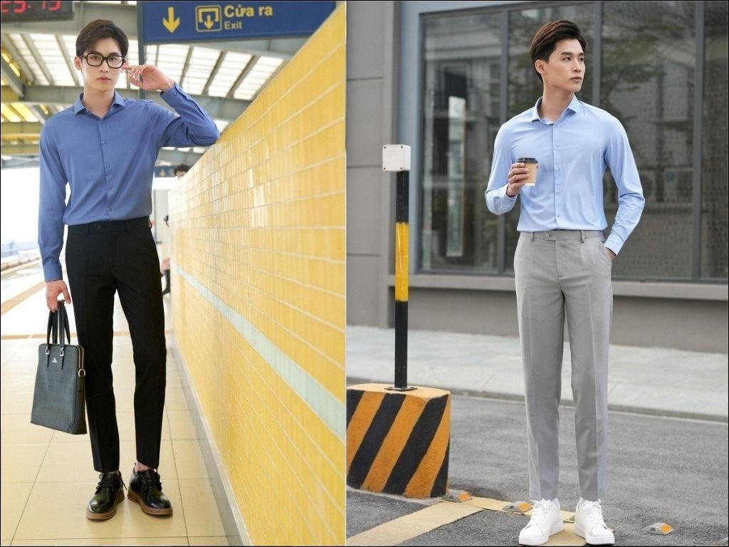 Áo sơ mi kết hợp quần tây
