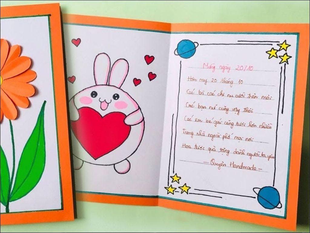 Một tấm thiệp được làm thủ công và một câu chúc 20 10