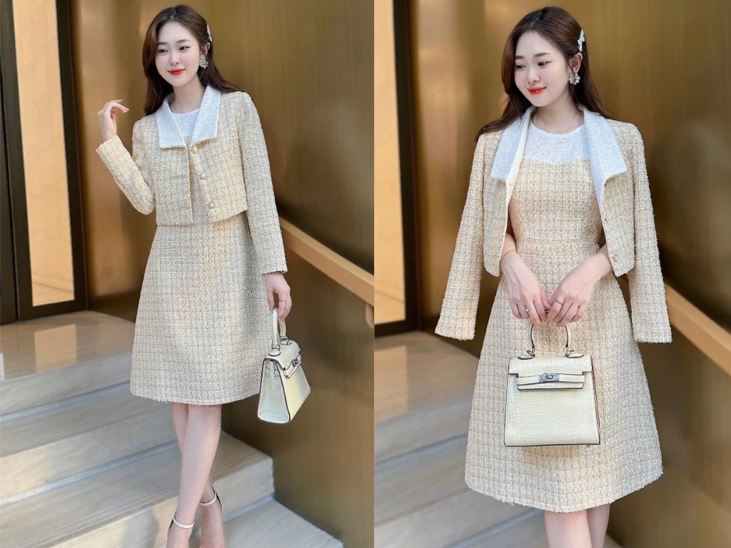 Bộ váy dạ công sở giúp mang lại vẻ ngoài chỉn chu, sang trọng cho người mặc