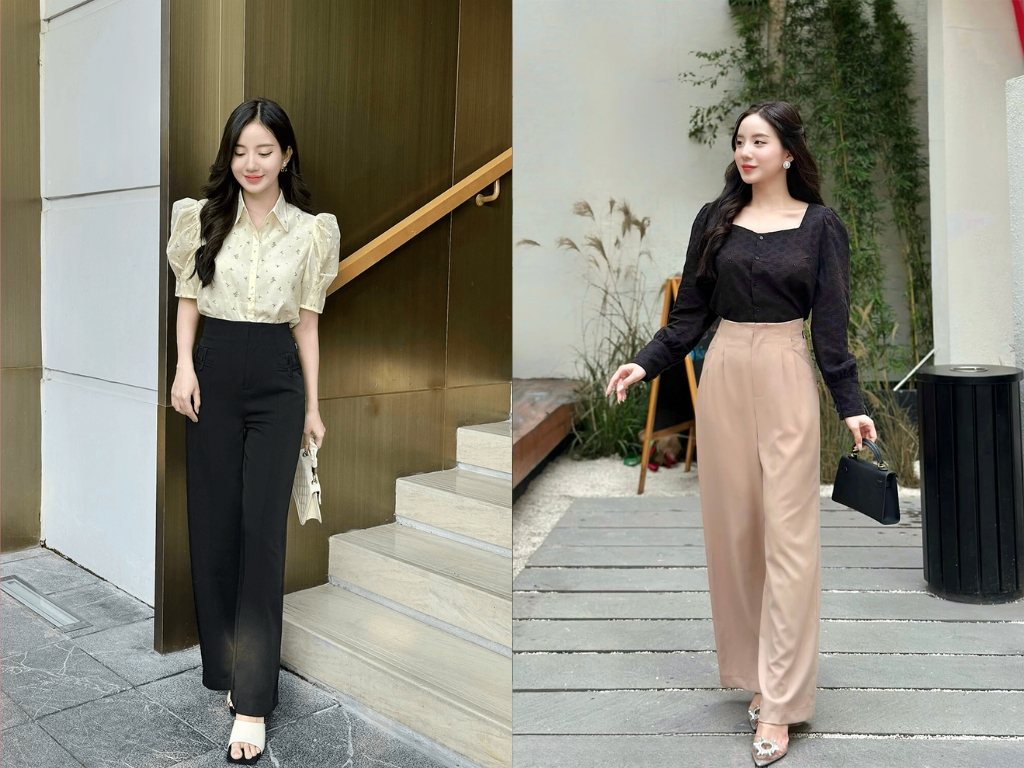 Quần tây công sở lưng cao là item dễ dàng phối với nhiều kiểu áo khác nhau