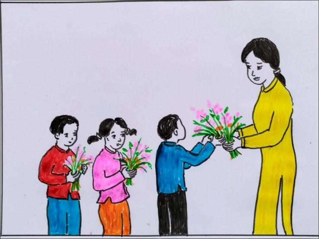 Một bức tranh do chính các em học sinh vẽ về cô giáo