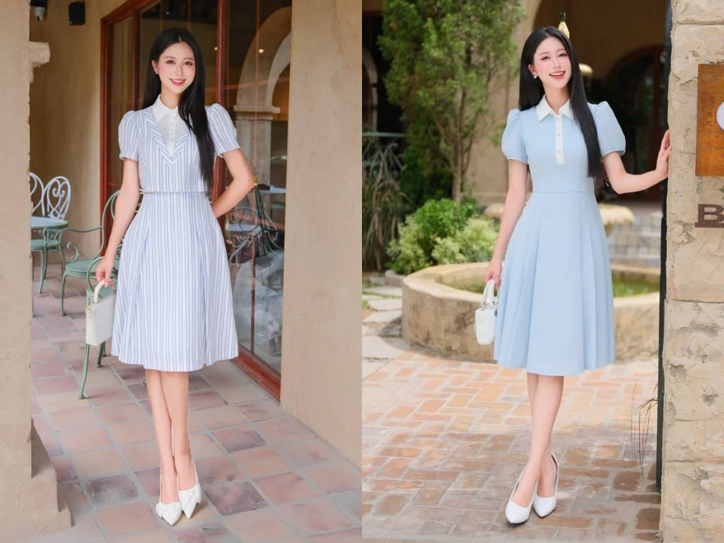 Bạn nên chọn các mẫu váy công sở dành cho người gầy có chi tiết tay phồng