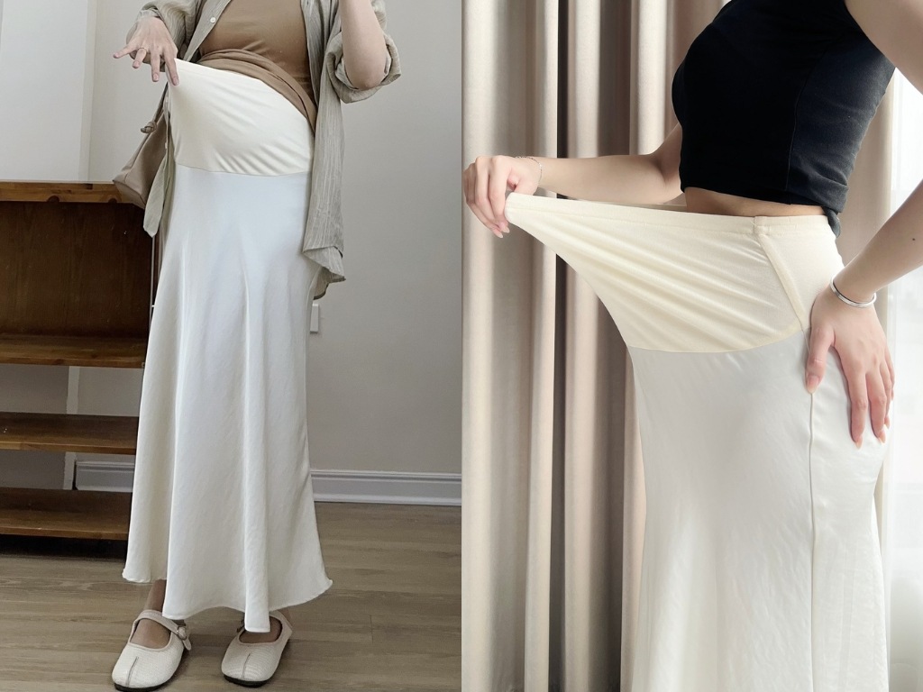 Bạn nên chọn chân váy bầu công sở có phần đai bụng co giãn tốt