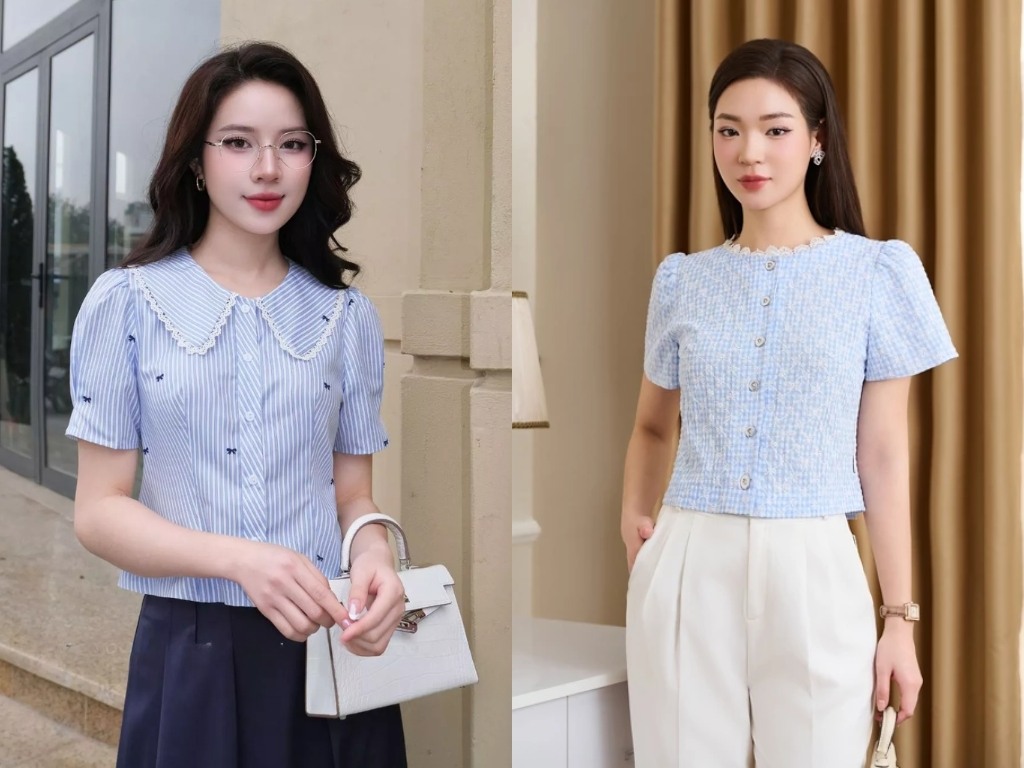 Áo croptop sơ mi là một trong các mẫu áo croptop công sở đẹp được nhiều nàng yêu thích