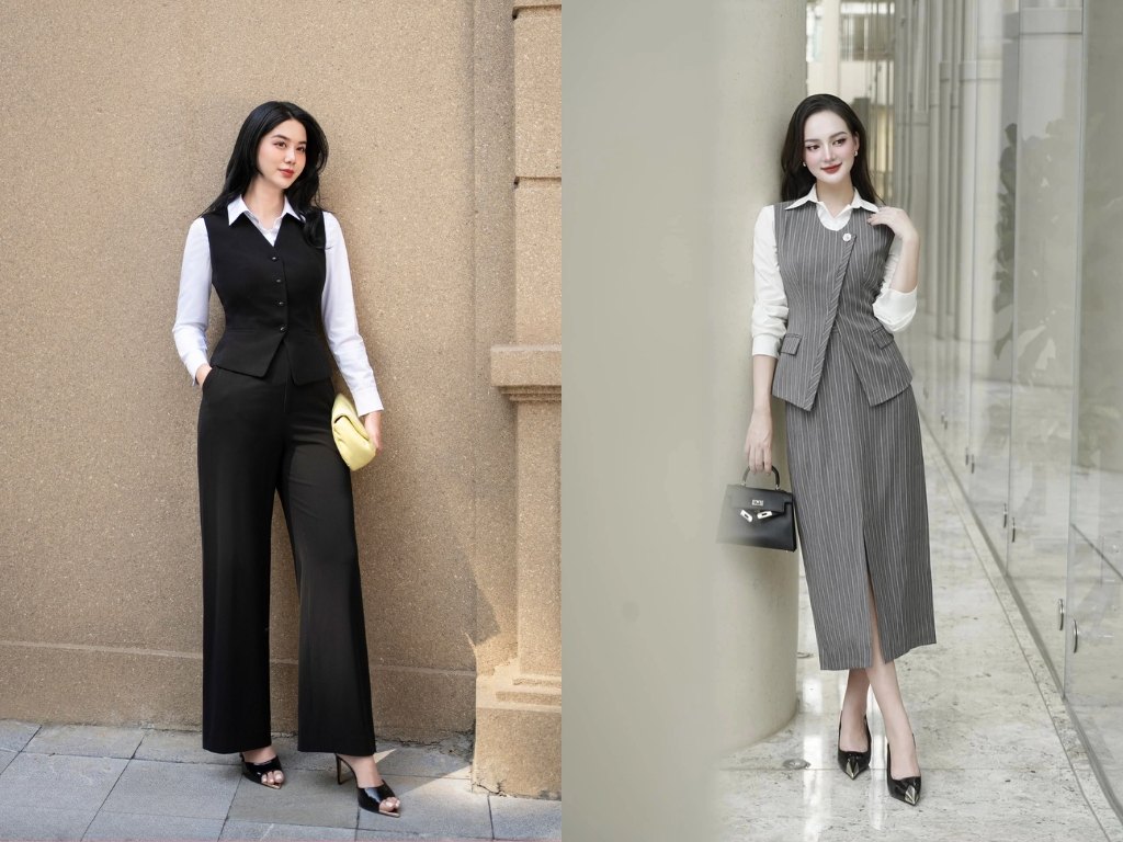 Bạn có thể dễ dàng phối áo sơ mi với mọi mẫu áo gile nữ công sở đẹp