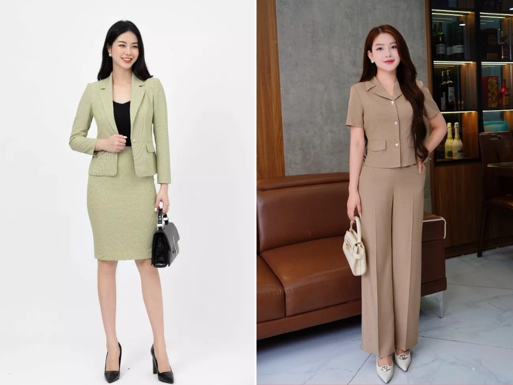 Bộ vest mang cùng giày cao gót mũi nhọn giúp tăng thêm vẻ quyền lực và chuyên nghiệp