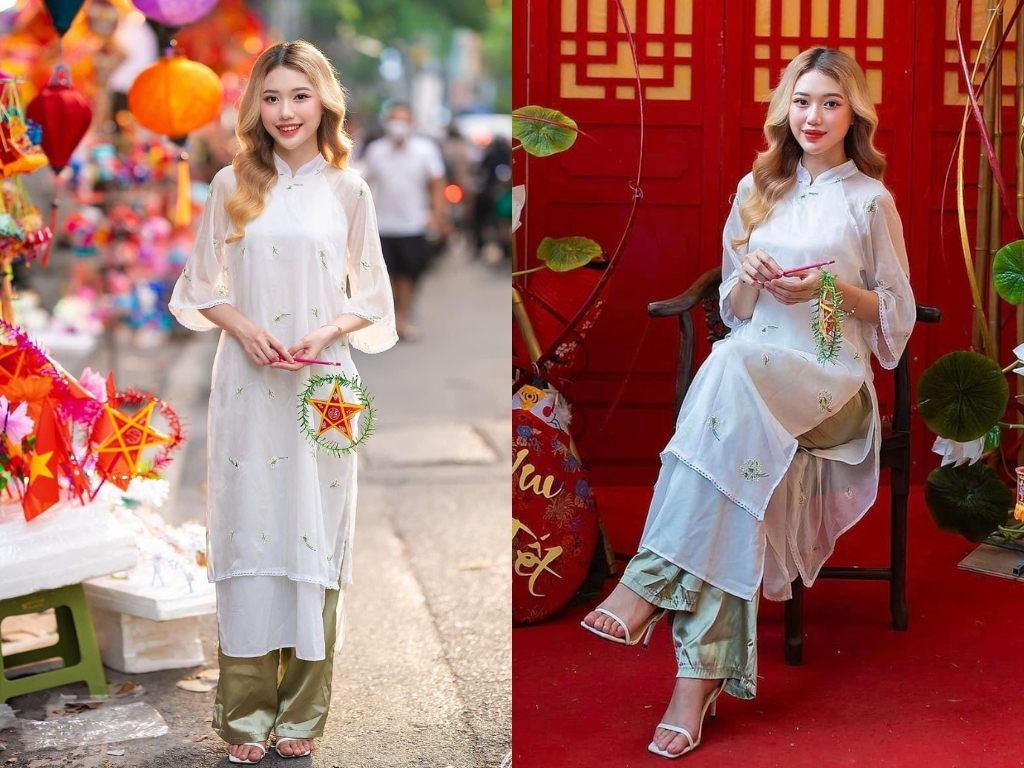 Áo dài truyền thống mang lại vẻ đẹp dịu dàng và duyên dáng