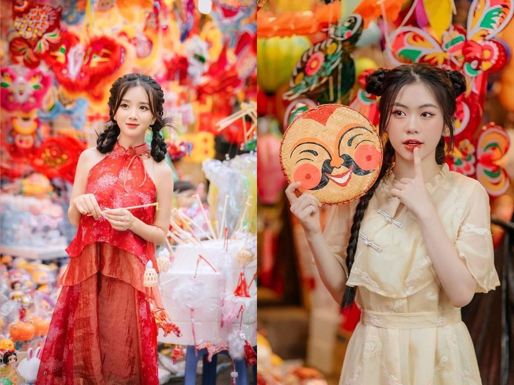Bạn nên chọn trang phục có màu sắc nổi bật khi chụp ảnh Trung thu