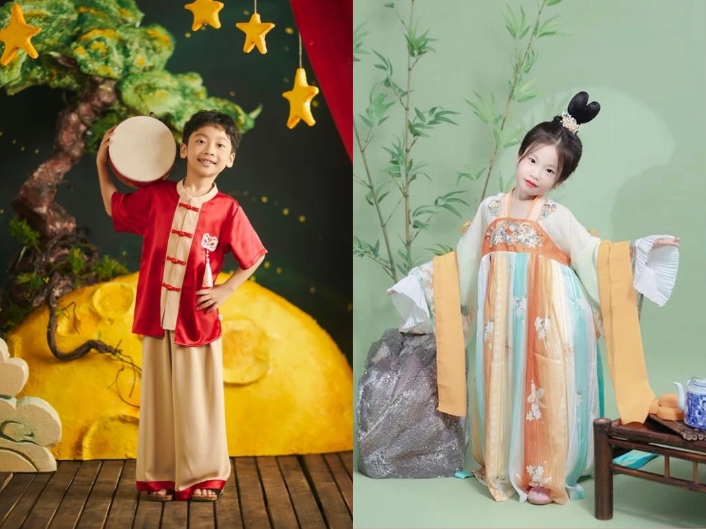 Bộ trang phục cổ trang giúp bé hóa thân thành những nhân vật trong truyện cổ tích