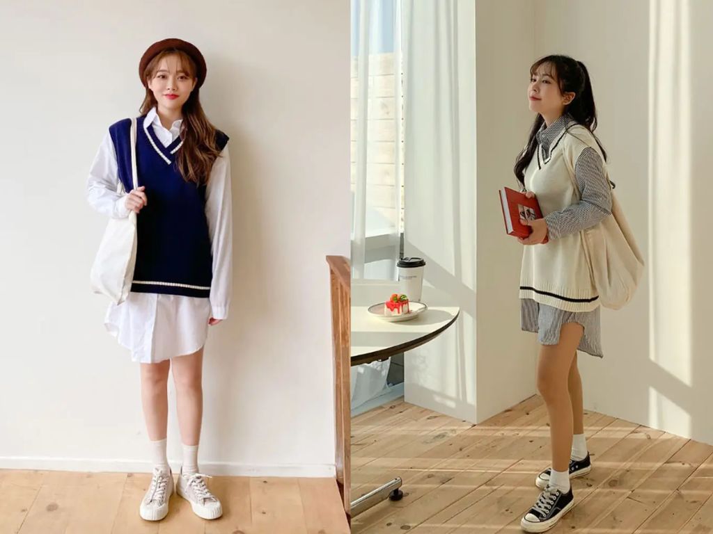 Phong cách preppy với áo sơ mi và gile len đang quay trở lại mạnh mẽ