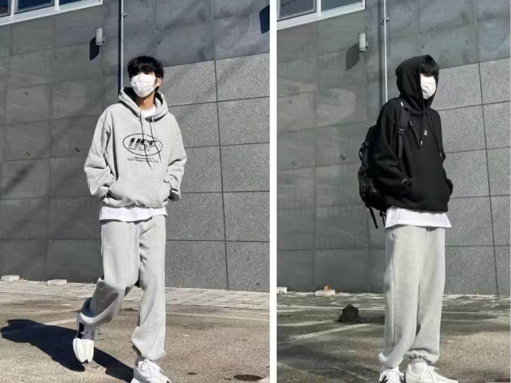 Set đồ hoodie và jogger cũng là một lựa chọn tuyệt vời cho nam giới