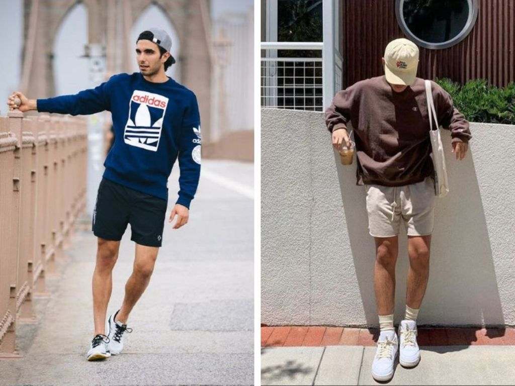 Quần short jeans rách kết hợp với áo phông oversize