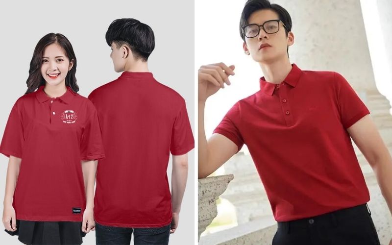 Đồng phục áo polo đỏ giúp khách hàng dễ dàng nhận ra bạn