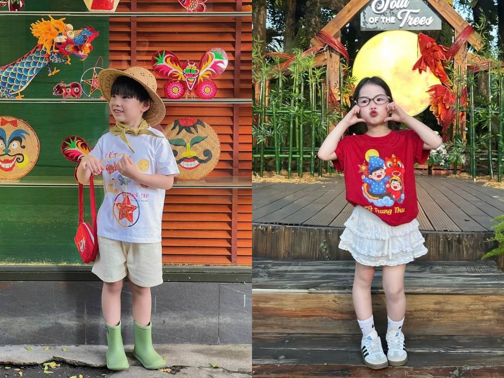 Cách phối đồ với áo Trung thu cho bé trai và bé gái