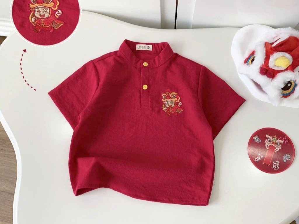 Áo Trung thu cho bé trai kiểu cổ trụ