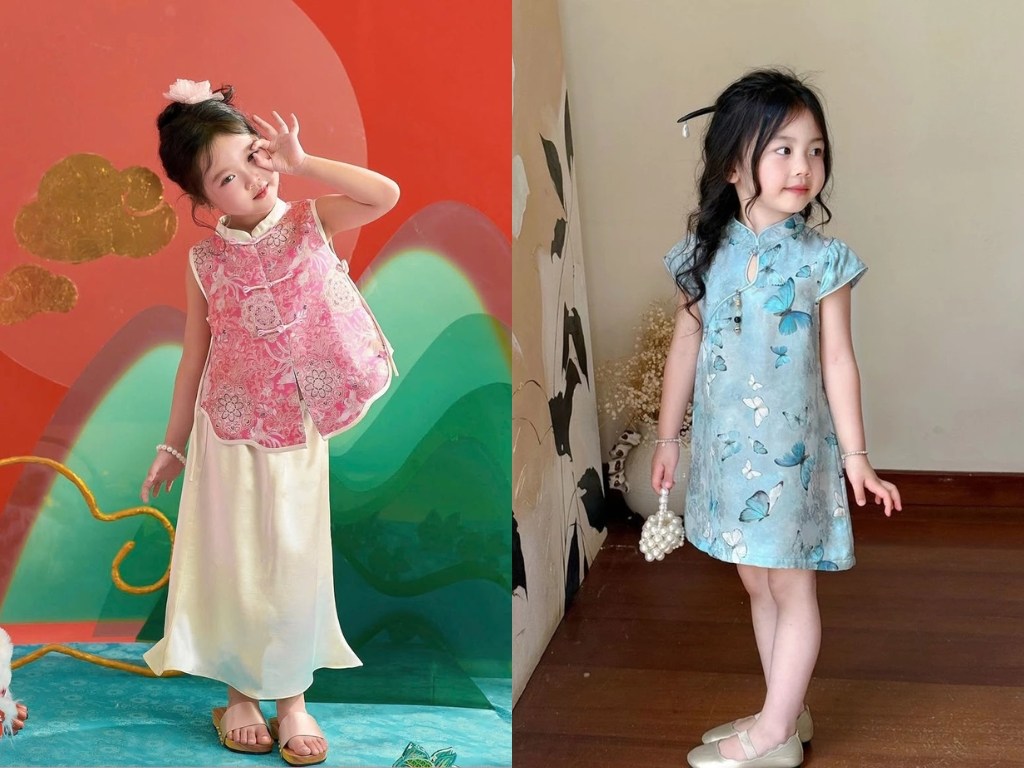 Sườn xám cách tân kiểu quần áo Trung thu cho bé gái phổ biến