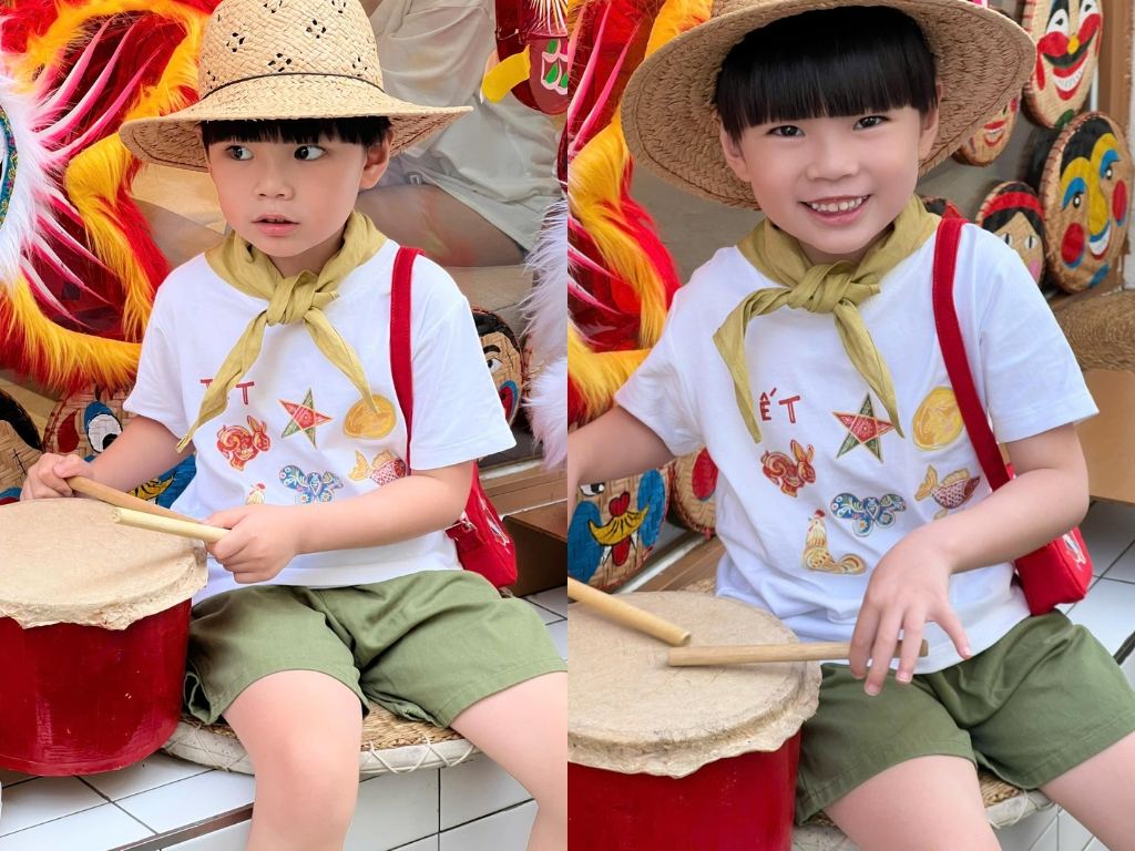 Áo Trung thu in hình những chiếc lồng đèn truyền thống