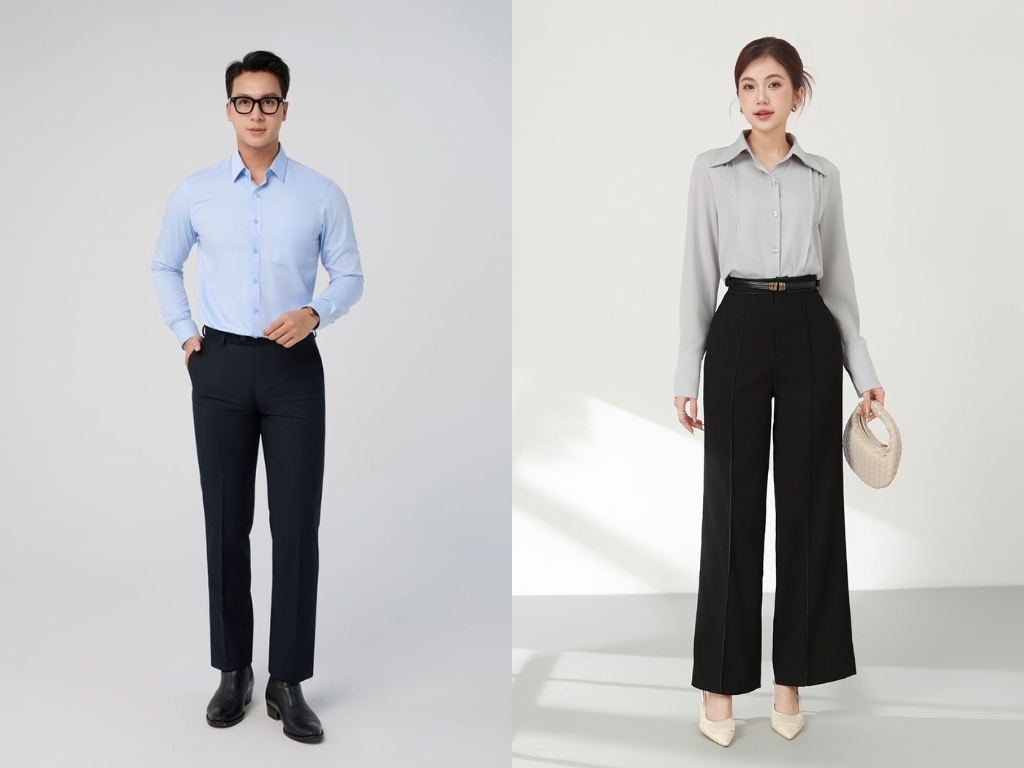 Một chiếc quần tây công sở đẹp phải có phom chuẩn giúp tôn dáng cơ thể