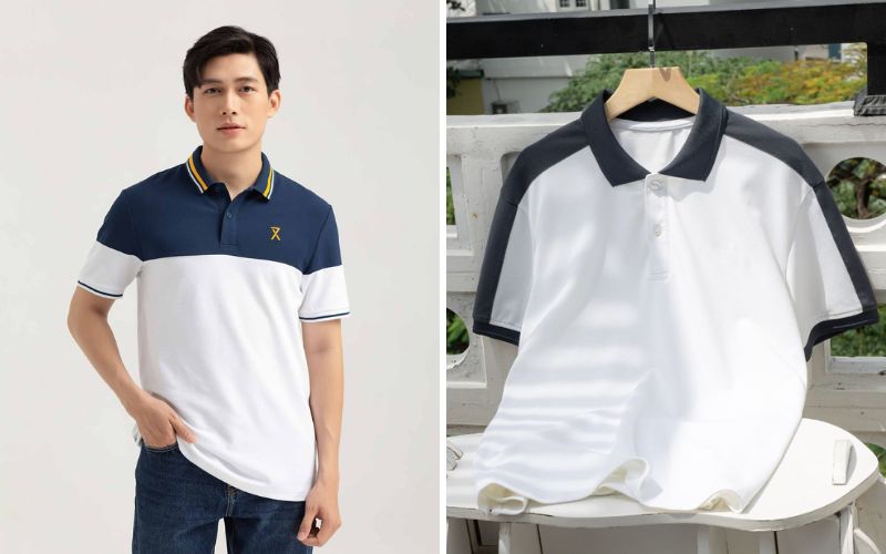 Các kiểu phối màu trên áo polo đen trắng phổ biến cho bạn tham khảo