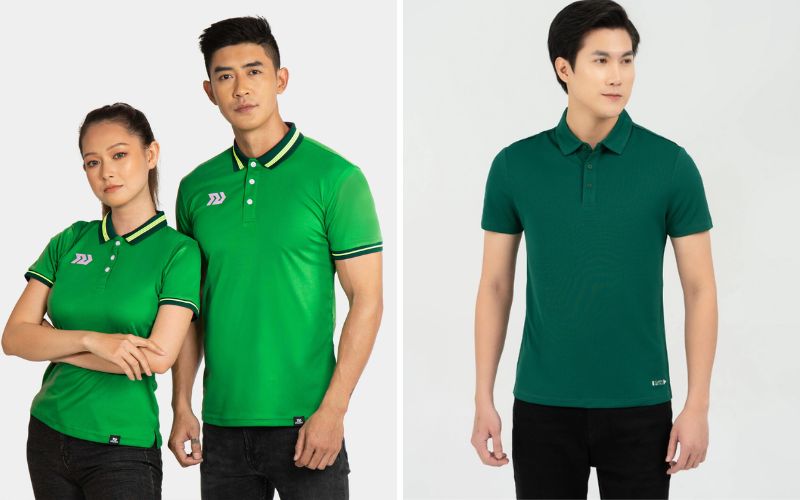Áo polo đồng phục xanh lá để xây dựng hình ảnh thân thiện