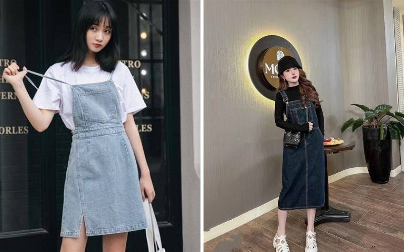 Áo len là đáp án hoàn hảo cho câu hỏi váy yếm bò mặc với áo gì mùa đông