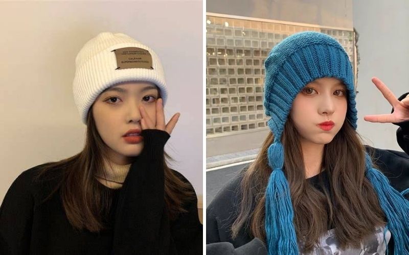 Phối đồ ulzzang có thể kết hợp với mũ len