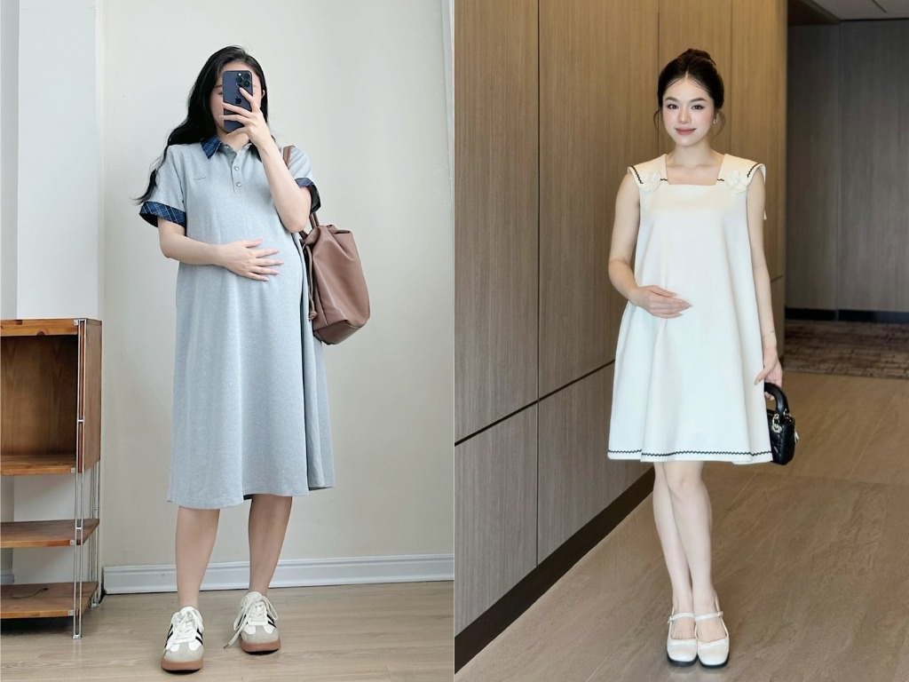 Những kiểu dáng váy bầu công sở mùa hè vừa thoáng mát vừa thanh lịch