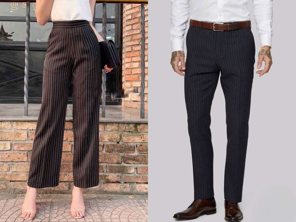 Quần tây kẻ sọc giúp tạo hiệu ứng thị giác giúp người mặc trông cao và thon gọn hơn