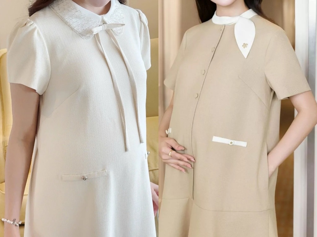 Đầm bầu công sở cao cấp vải TEX Hàn vừa giữ phom đẹp vừa mềm mại, thoáng mát