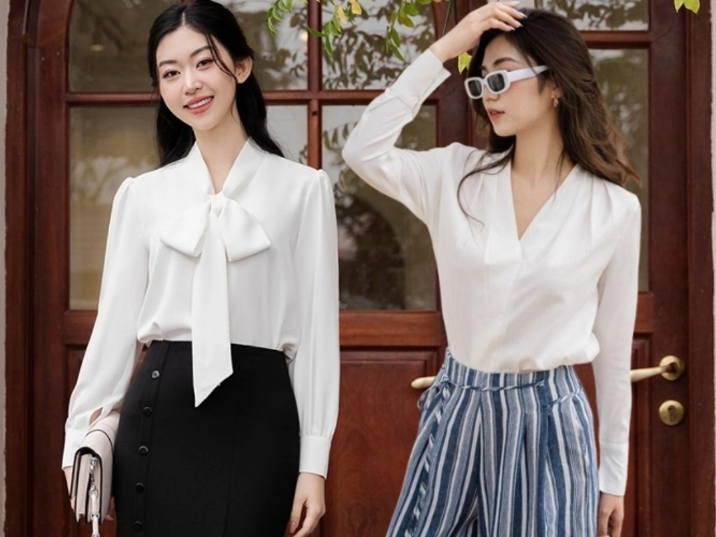 Các mẫu áo trắng công sở đẹp có đa dạng kiểu dáng cổ khác nhau