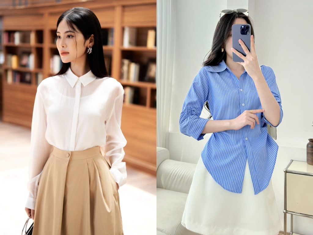 Áo sơ mi cổ đức là mẫu áo trắng công sở đẹp kinh điển, không bao giờ lỗi mốt