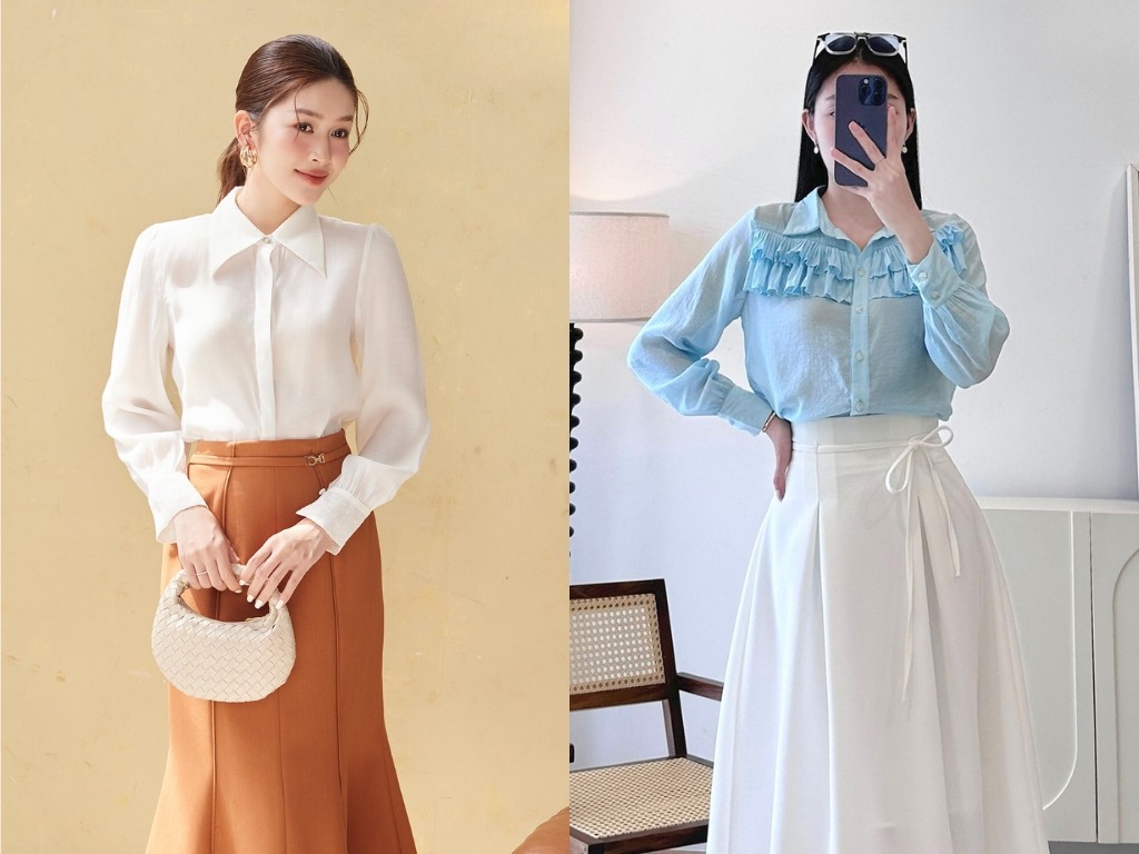 Sơ vin toàn bộ áo sơ mi dài tay mang lại vẻ ngoài chỉn chu và gọn gàng