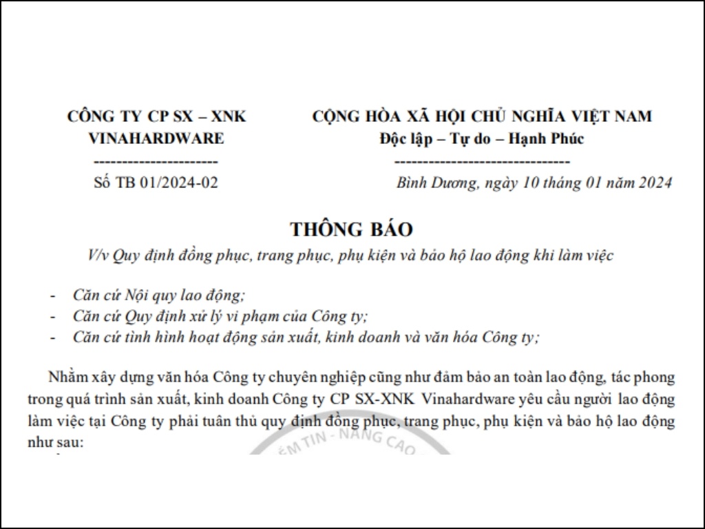 Phần 1 - Mục đích của quy định trang phục công sở