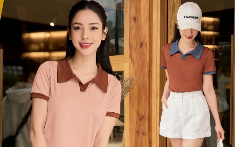 Áo polo đồng phục nữ chuẩn thường có đường chiết eo nhẹ
