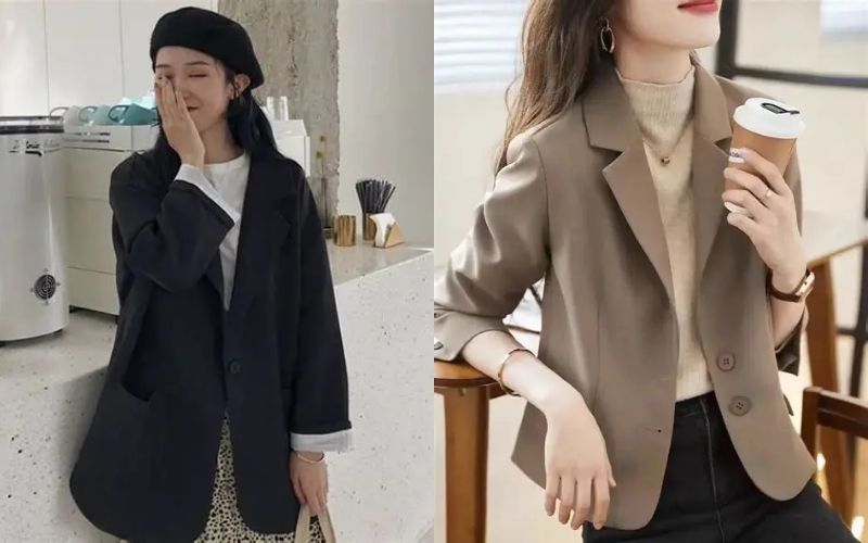 Chiếc blazer form rộng bên ngoài áo hoodie tạo nên một set đồ ấn tượng